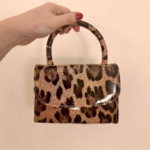 Y2K Vintage Vinyl Leopard Mini Purse Chain Crossbody Costume Fall Halloween Cute